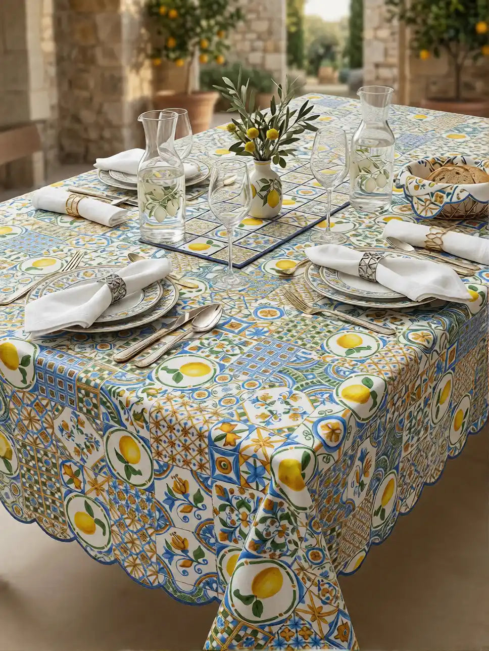 mantel limón azulejos