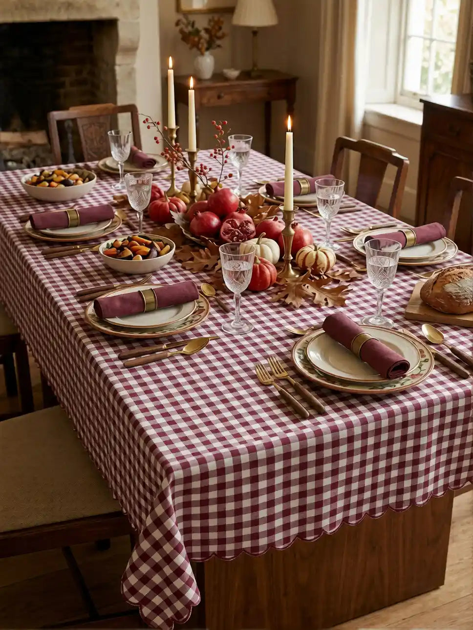 mantel vichy granate