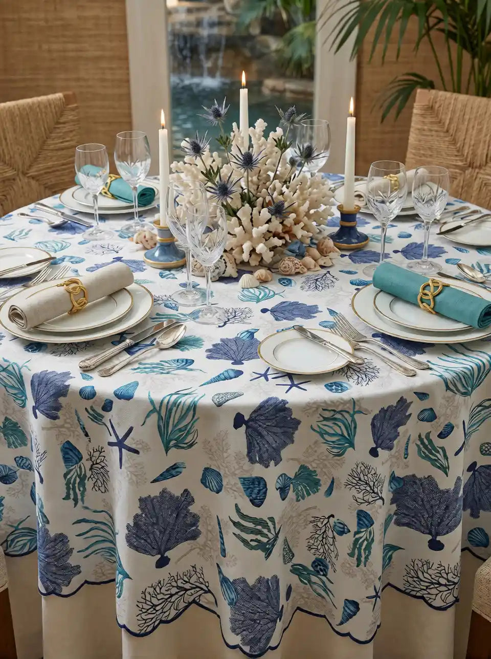 mantel acuatico azul