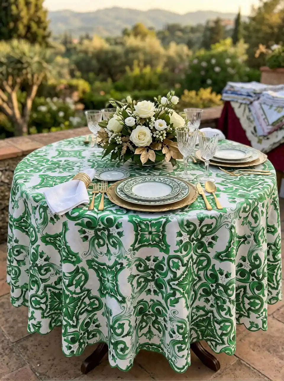 mantel verde agua