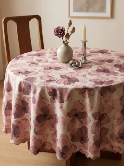 Mantel Tutuky flor rosa de algodón y satén