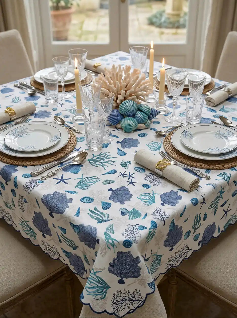 mantel acuatico azul