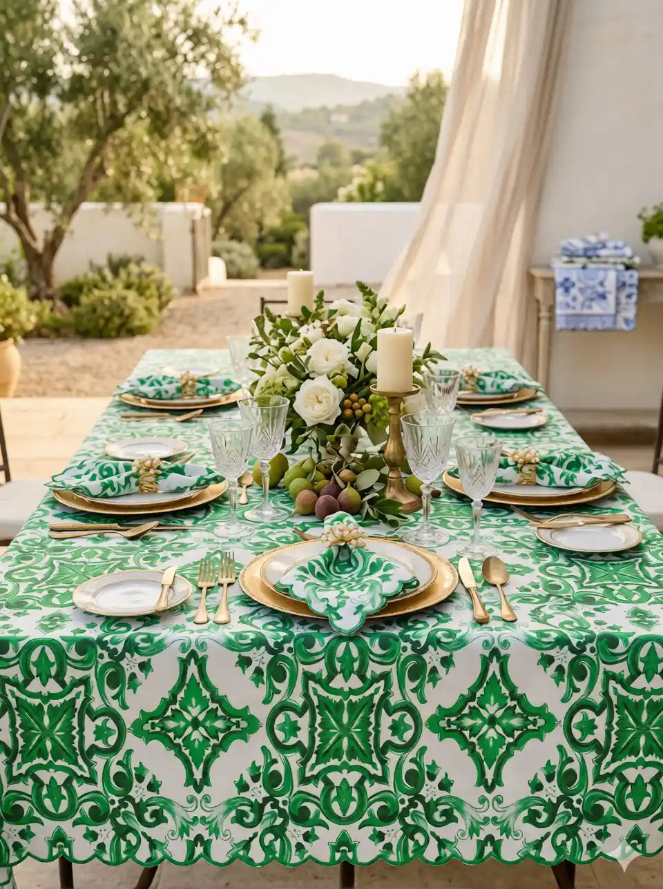 mantel verde agua
